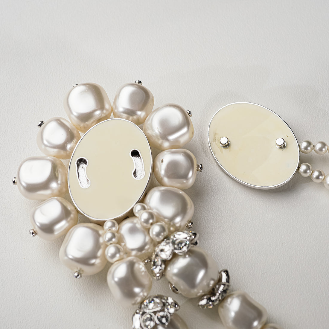 SWAROVSKI White Grey Faux Pearl Crystal Necklace