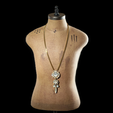 ERICKSON BEAMON Gold Tone Faux Pearl Crystal Drop Necklace