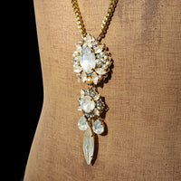 ERICKSON BEAMON Gold Tone Faux Pearl Crystal Drop Necklace