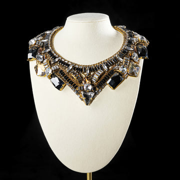 ERICKSON BEAMON Gold Tone Chain Crystal V Collar Necklace