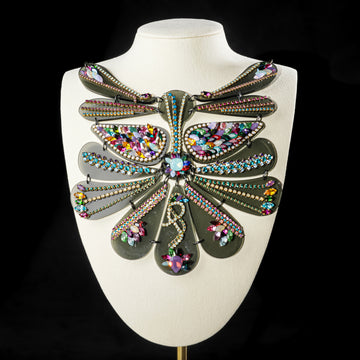 ERICKSON BEAMON Rhinestone & Smoked Acrylic Bib Necklace