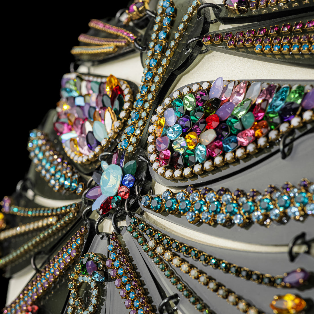 ERICKSON BEAMON Rhinestone & Smoked Acrylic Bib Necklace