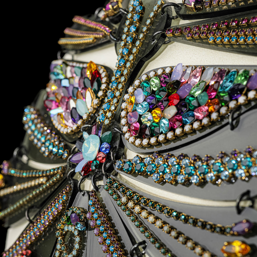 ERICKSON BEAMON Rhinestone & Smoked Acrylic Bib Necklace