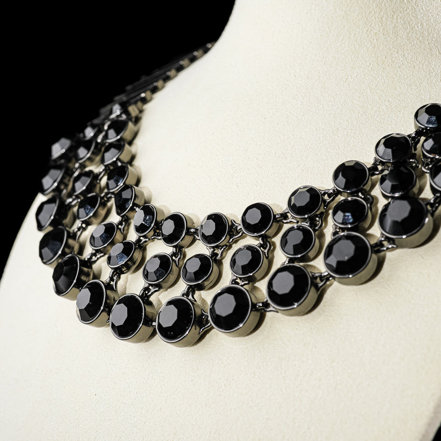 ROBERT RODRIGUES Black Crystal Bar Necklace