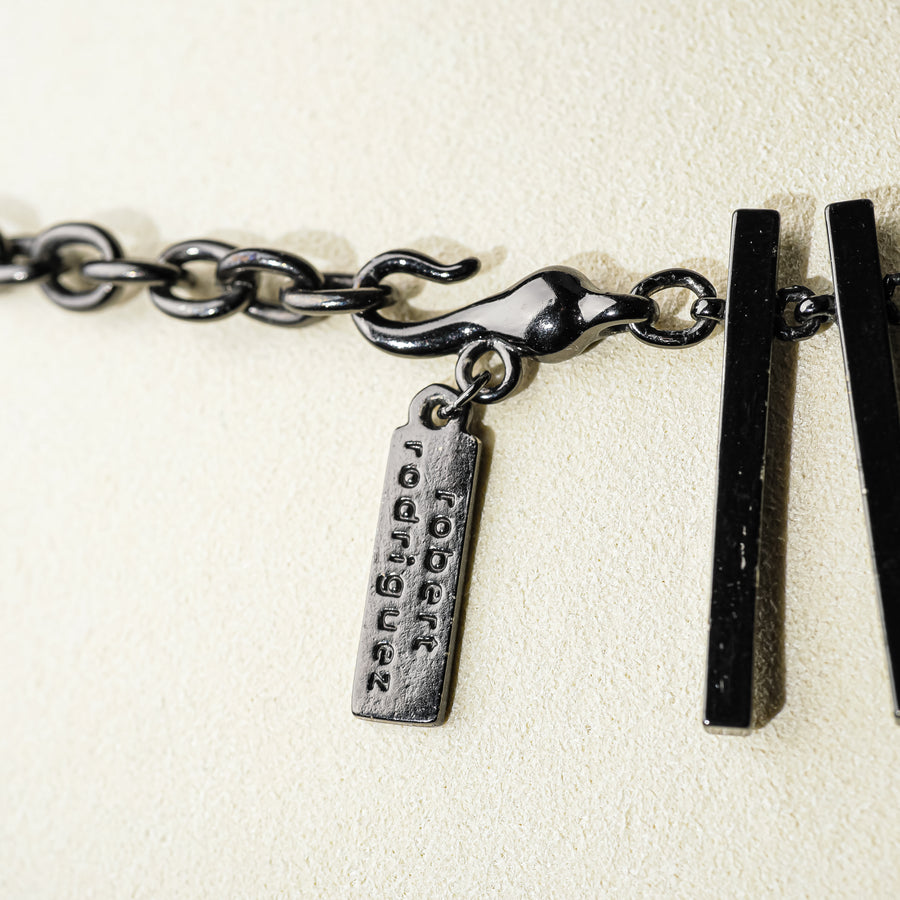 ROBERT RODRIGUES Black Crystal Bar Necklace