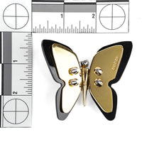 GUCCI Gold Tone Black Resin Butterfly Brooch