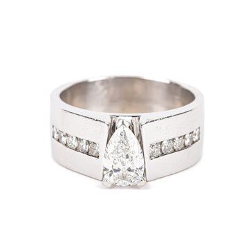 14K White Gold Pear Shaped Diamond Band Ring