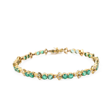 18K Yellow Gold Emerald Diamond Bracelet