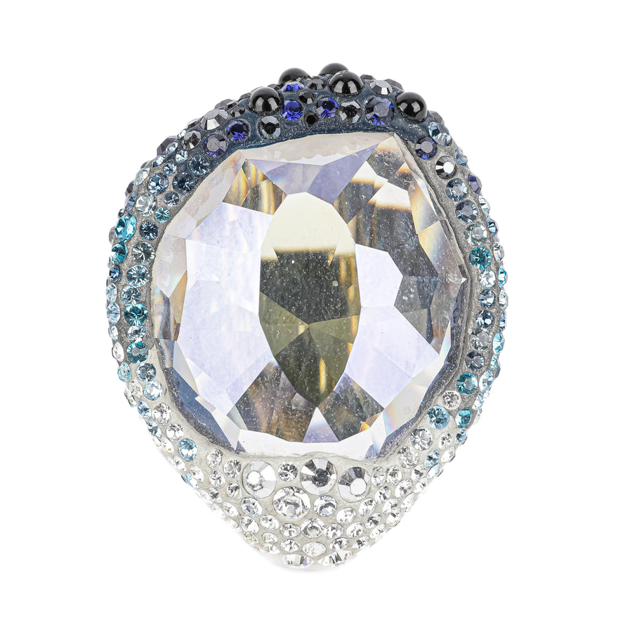 SWAROVSKI Silver Tone Blue Nirvana Ring