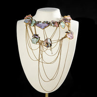 ERICKSON BEAMON Gold Tone Multi Strand Crystal Necklace