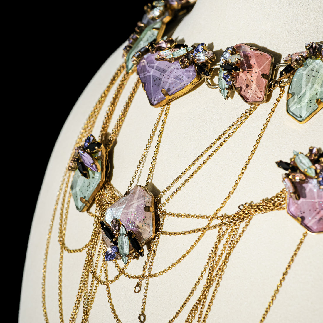 ERICKSON BEAMON Gold Tone Multi Strand Crystal Necklace