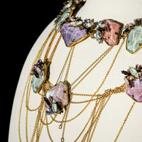 ERICKSON BEAMON Gold Tone Multi Strand Crystal Necklace