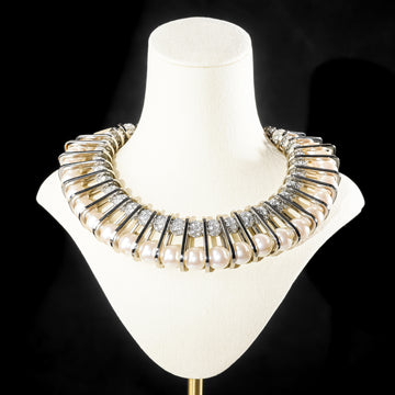 VENNA Pearl Rhinestone Ball Cage Necklace