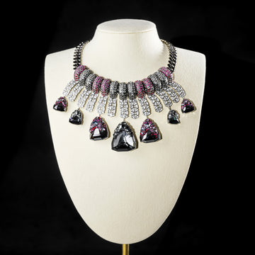 SWAROVSKI Gunmetal Cable Link Crystal Collar Necklace
