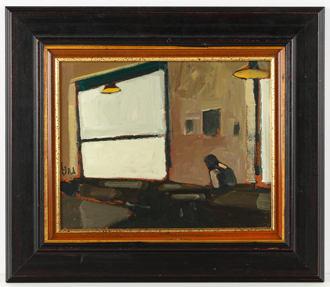 Jorge Luis Alio - Seated Figure by Large Window - Oil on Wood Panel