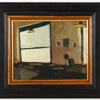 Jorge Luis Alio - Seated Figure by Large Window - Oil on Wood Panel