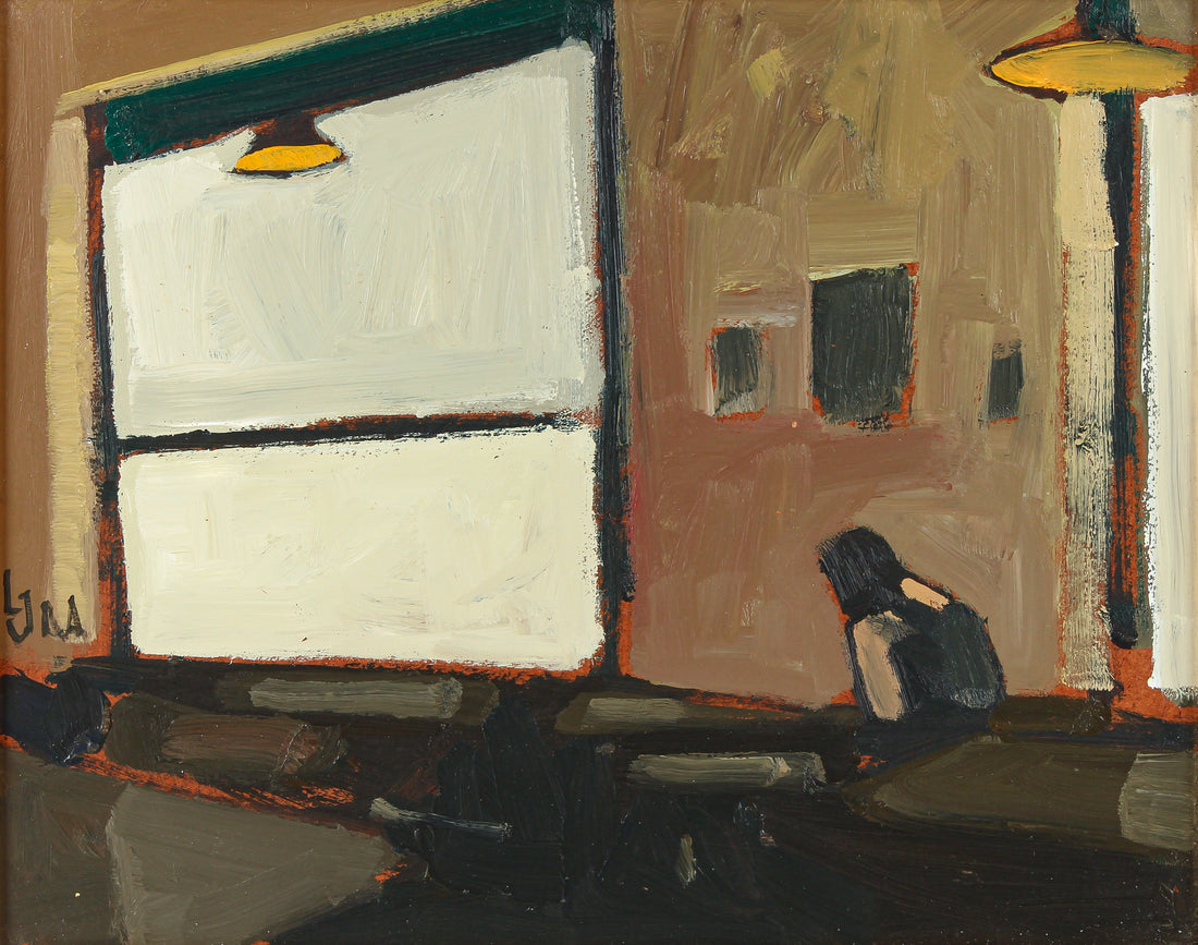 Jorge Luis Alio - Seated Figure by Large Window - Oil on Wood Panel
