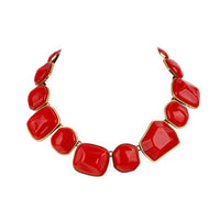 KENNETH JAY LANE Gold Tone Red Lucite Necklace