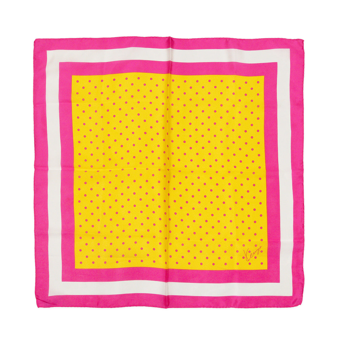 KENZO Silk Scarf - Yellow & Pink Polka Dots