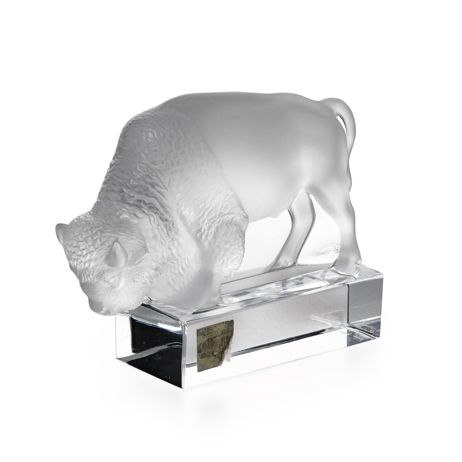 LALIQUE Bison on Stand 1196 Figurine