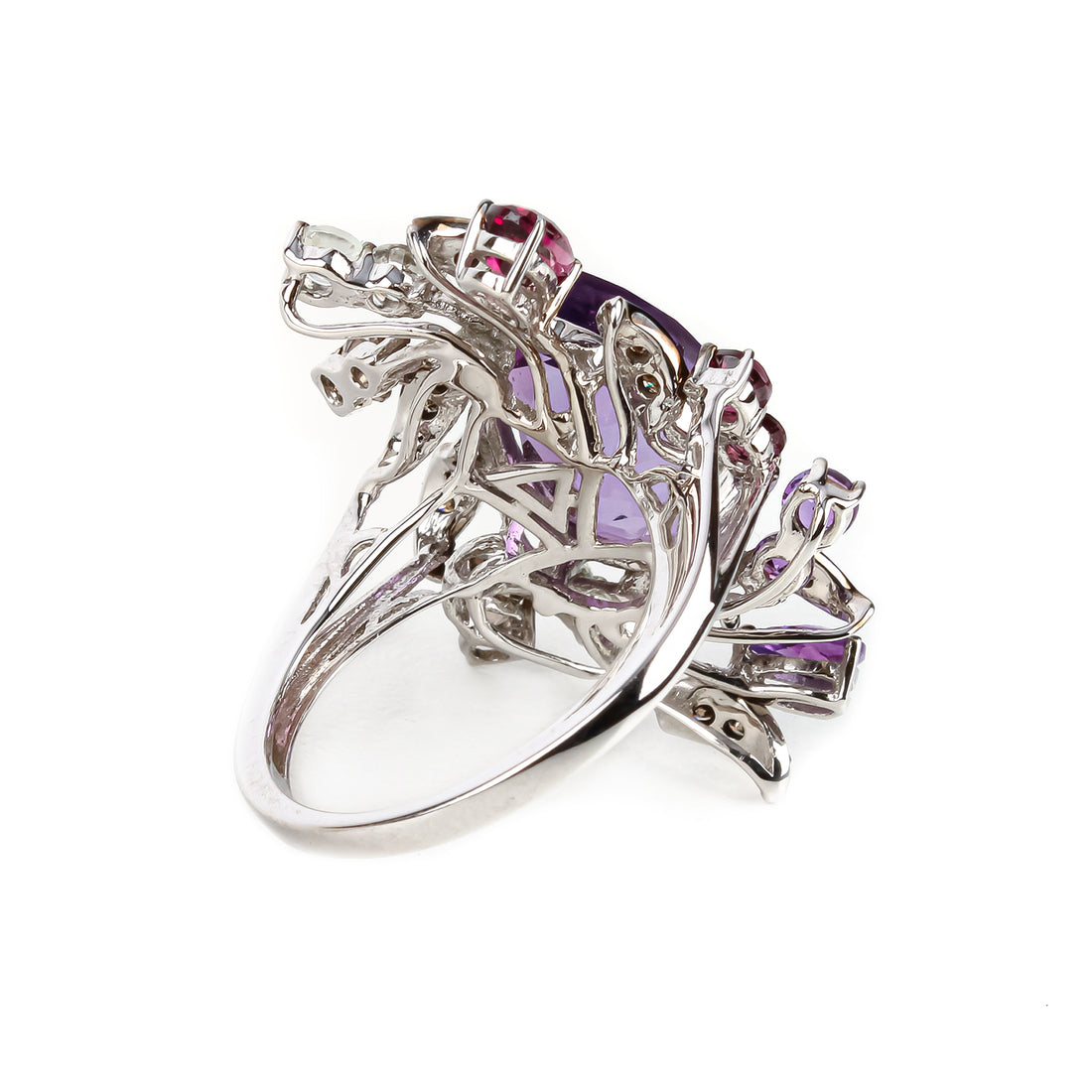 LE VIAN 14K White Gold Pear-Shaped Amethyst Cluster Ring