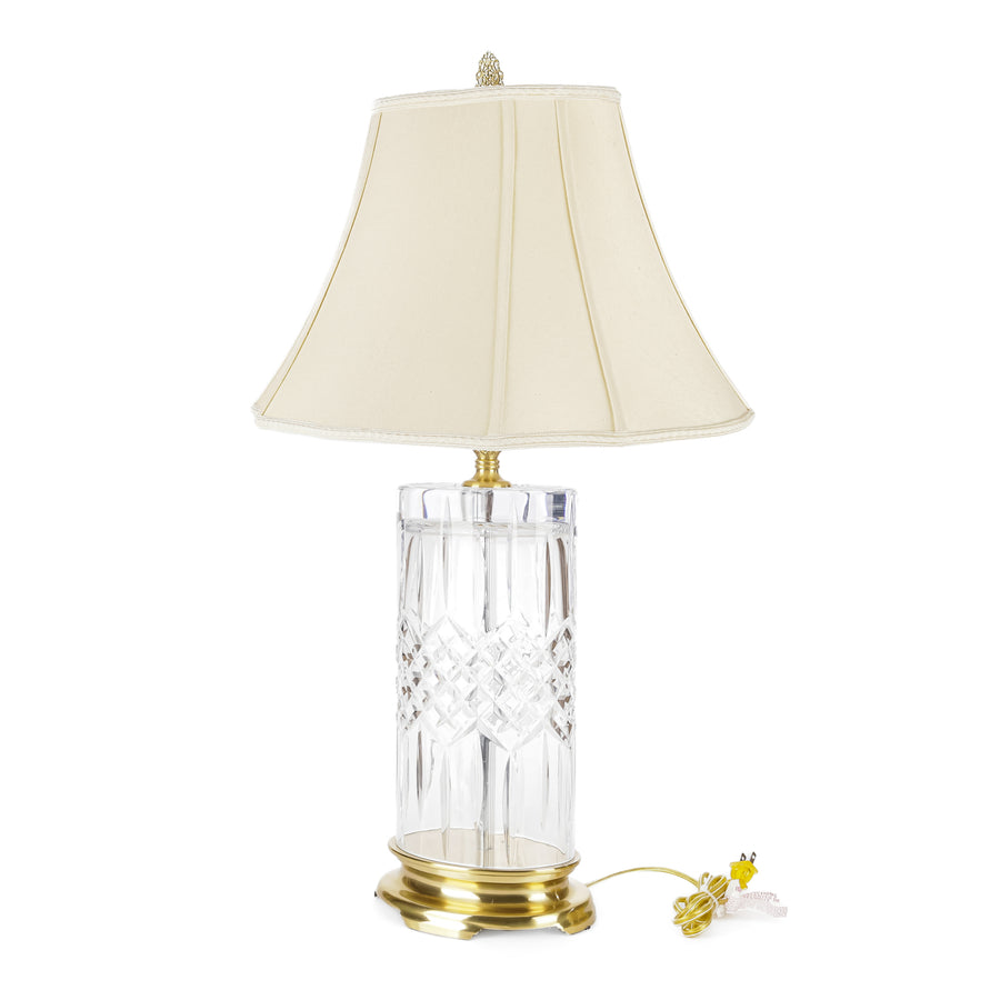 WATERFORD Lismore Crystal & Brass Lamps w/Shades Set of 2
