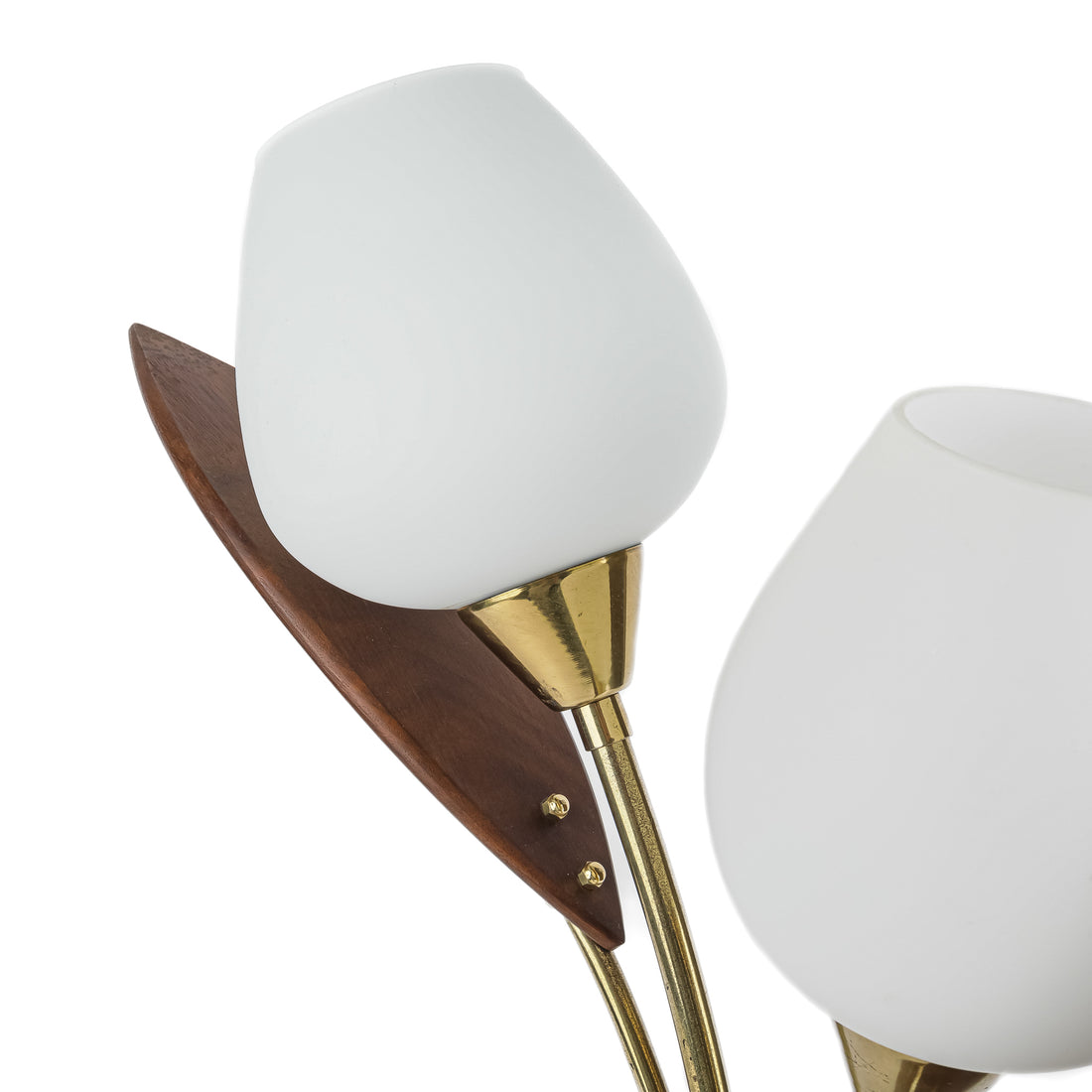 KANE BROS Vintage Brass Finish & Wood Tulip Lamp