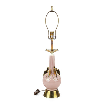 C MILLER Vintage Pink MCM Ceramic Rocket Lamp