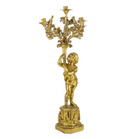 PAIR Vintage Figural Bronze Ormolu Candelabra