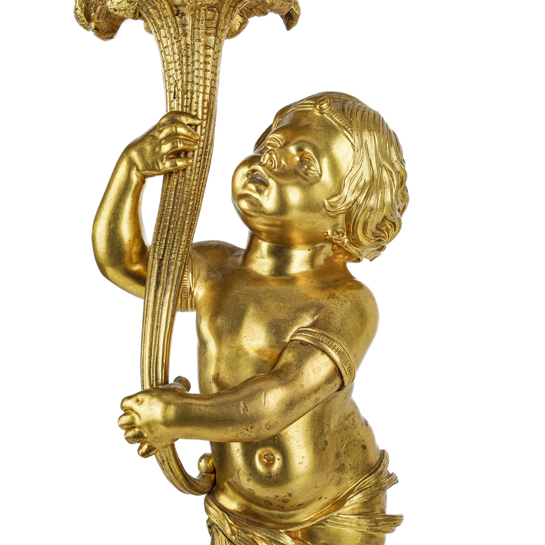 PAIR Vintage Figural Bronze Ormolu Candelabra