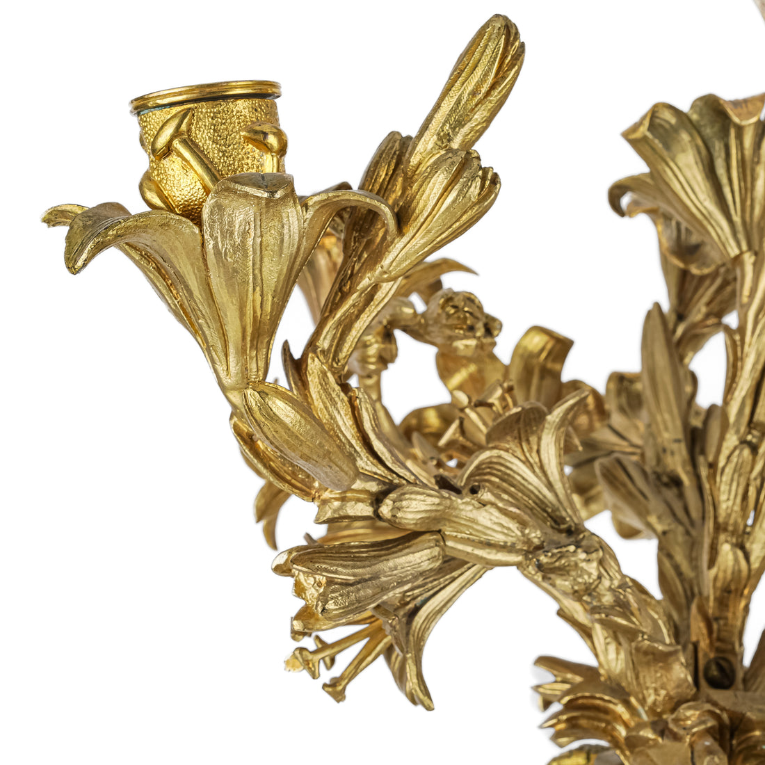PAIR Vintage Figural Bronze Ormolu Candelabra
