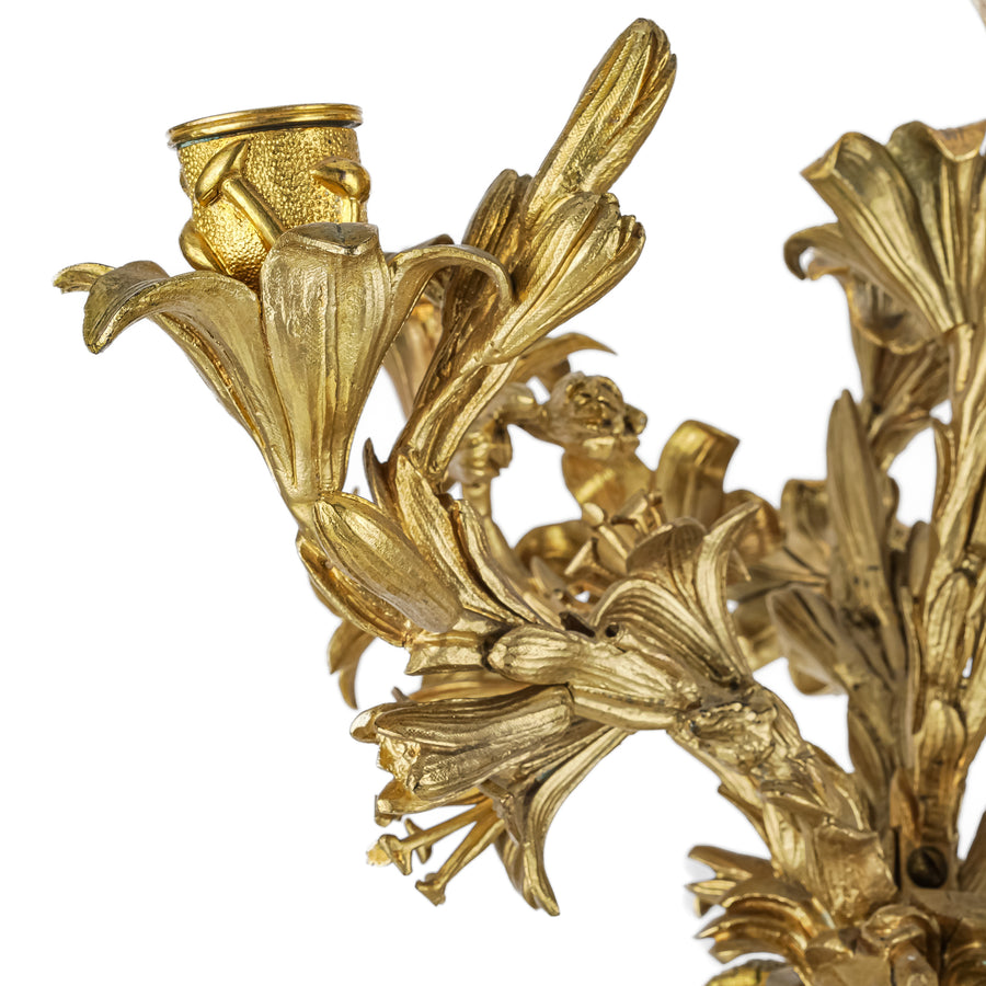 PAIR Vintage Figural Bronze Ormolu Candelabra