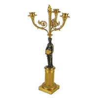 French Empire Style Patinated Bronze & Ormolu Candelabra