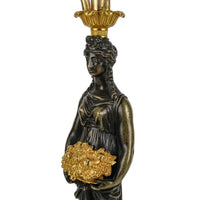 French Empire Style Patinated Bronze & Ormolu Candelabra