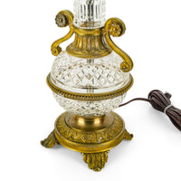Pair of Vintage Gilt Bronze & Crystal Lamps