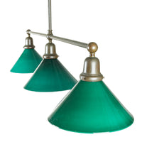 Metal Three Light Billiards Fixture With Glass Shades