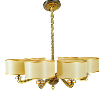 Lucite 6 Light Fixture                W/Drum Shades