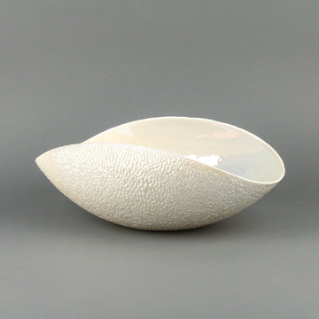 YALOS MURANO Lustre Art Glass Fold Bowl - Pearl