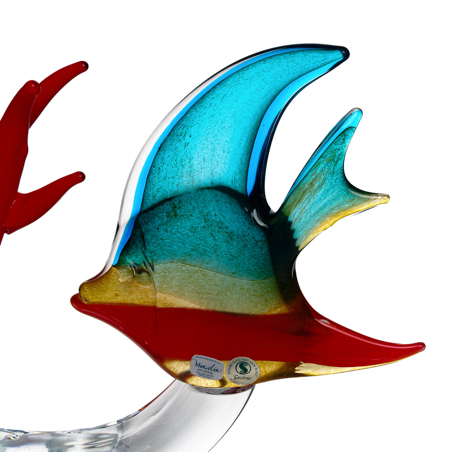 MARCOLIN Art Glass Angel Fish Sculpture
