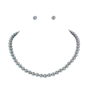 MAJORICA Sterling Silver Grey Pearl Necklace & Stud Earrings Set