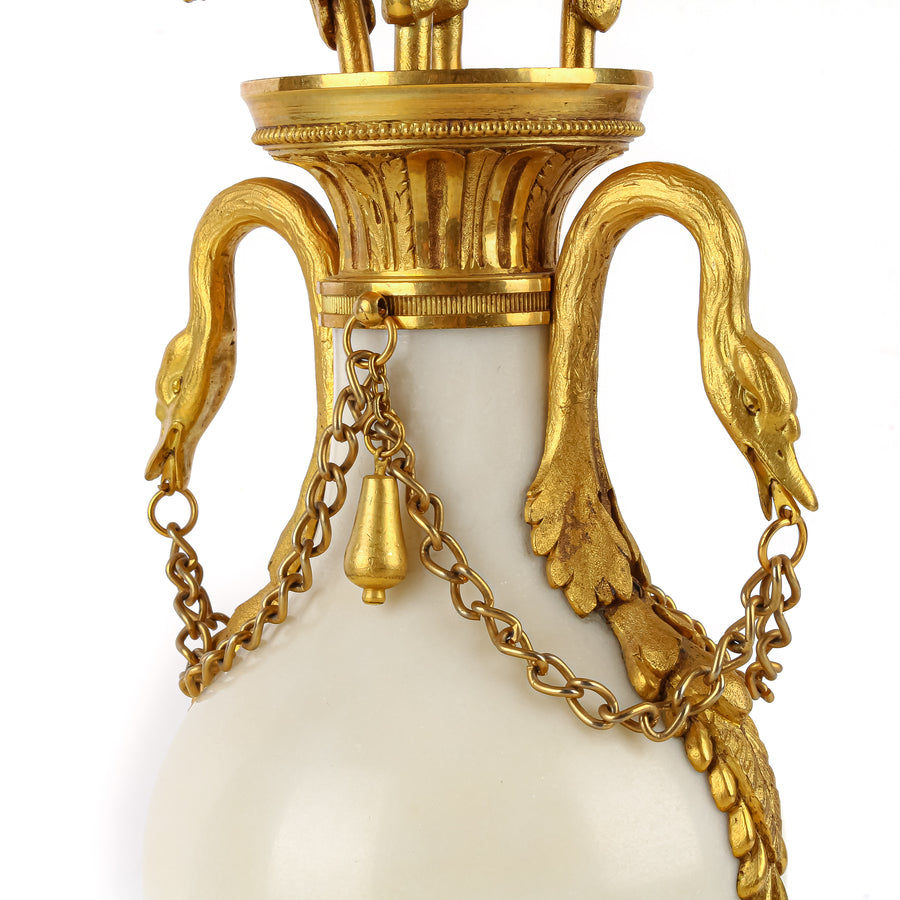 Marble & Bronze Ormolu Louis XVI Style Candelabras - Set of 2