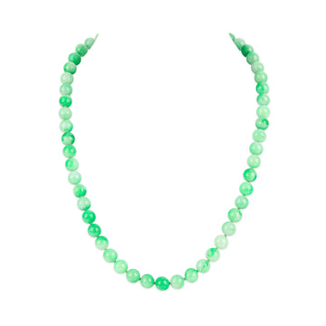 Sterling Silver Marbled Jade Bead Necklace