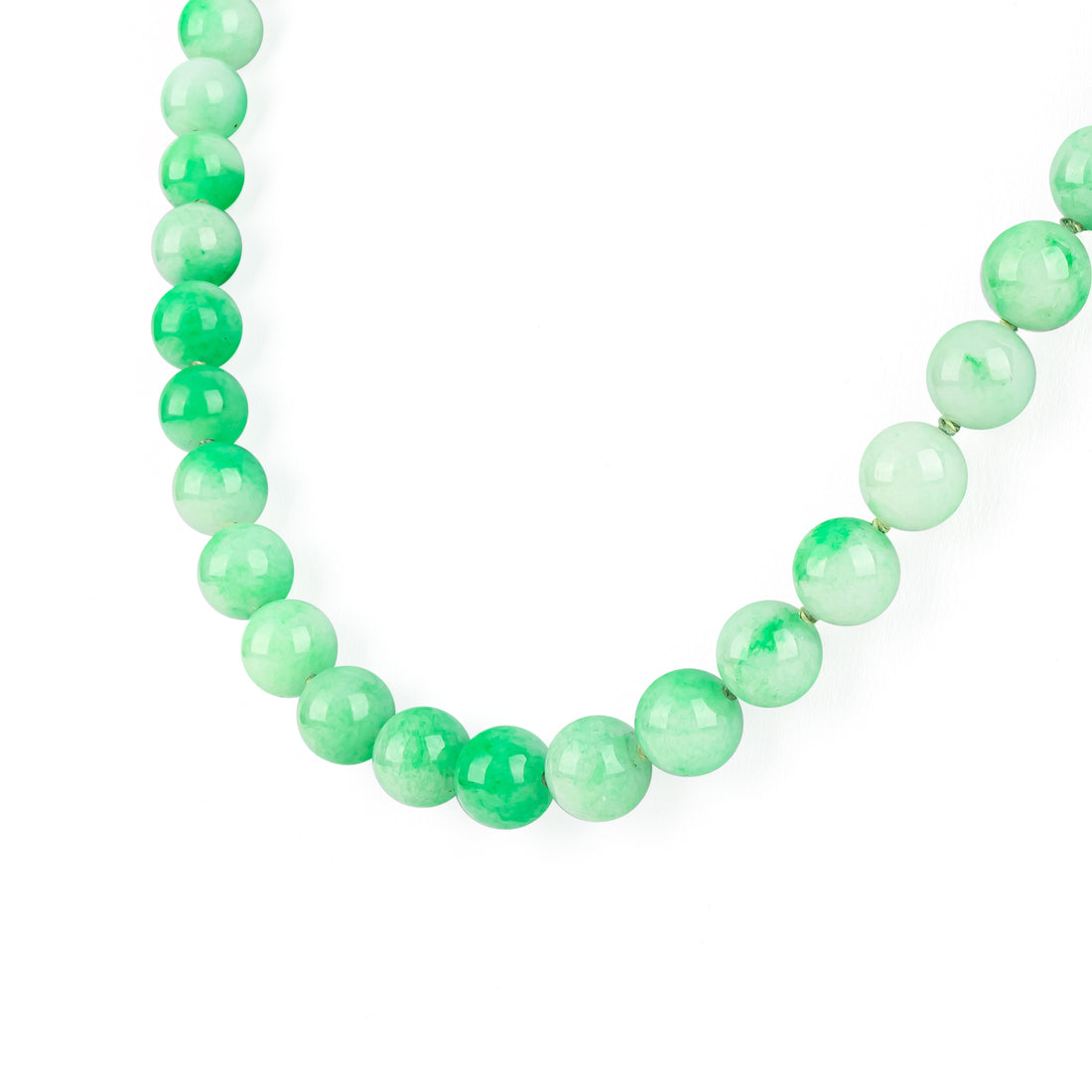 Sterling Silver Marbled Jade Bead Necklace