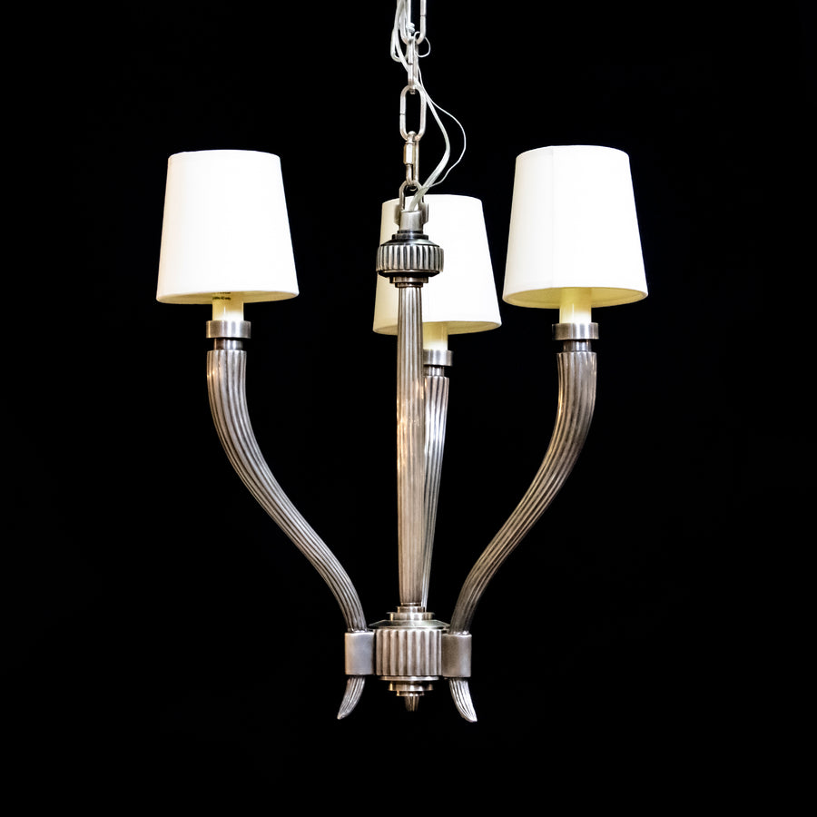 Metal 3-Light Chandelier with Fabric Shades