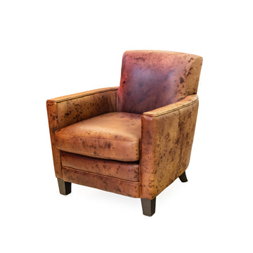 Mottled Brown Leather Club Chair