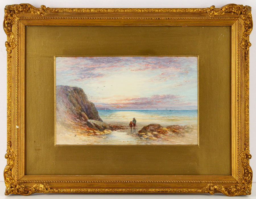 Myles Birket Foster - Seascape with Figures - Watercolour on Paper