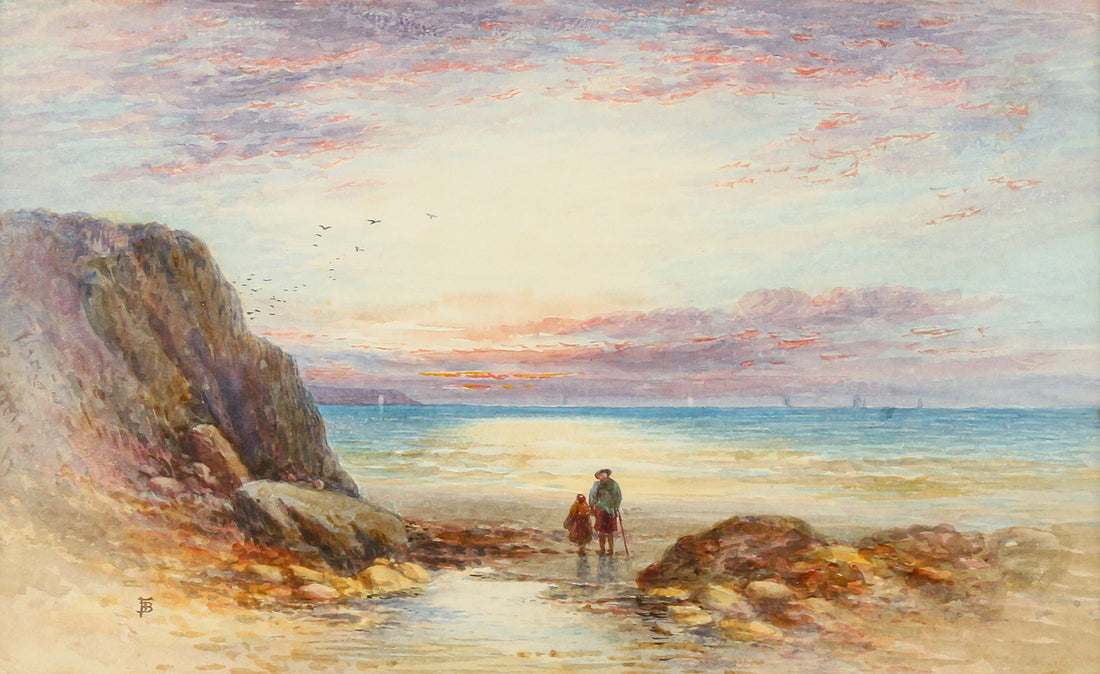 Myles Birket Foster - Seascape with Figures - Watercolour on Paper