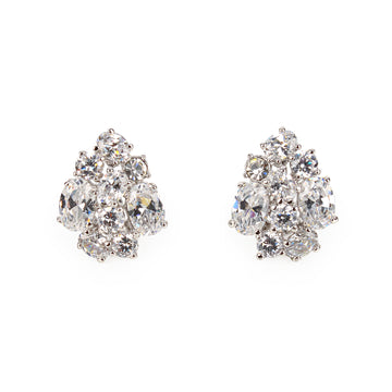 NAPIER Silver Tone Crystal Cluster Stud Earrings