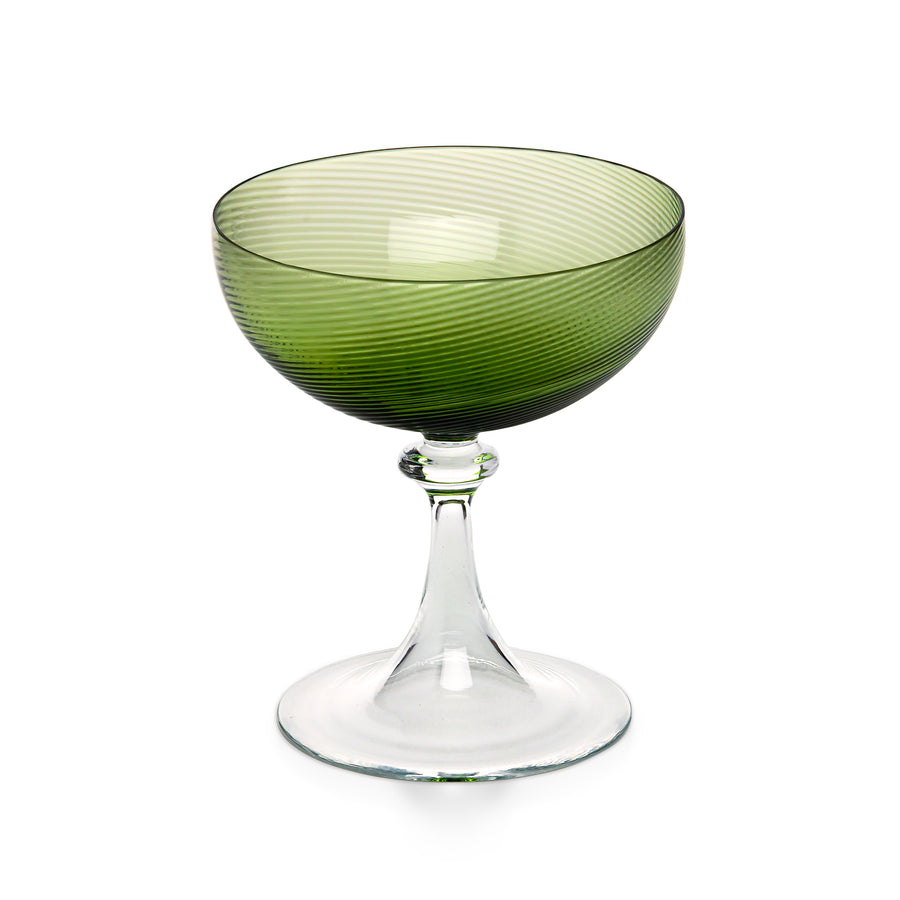 NASON MORETTI MURANO Torse Green Champagne/Dessert Coupes - Set of 6