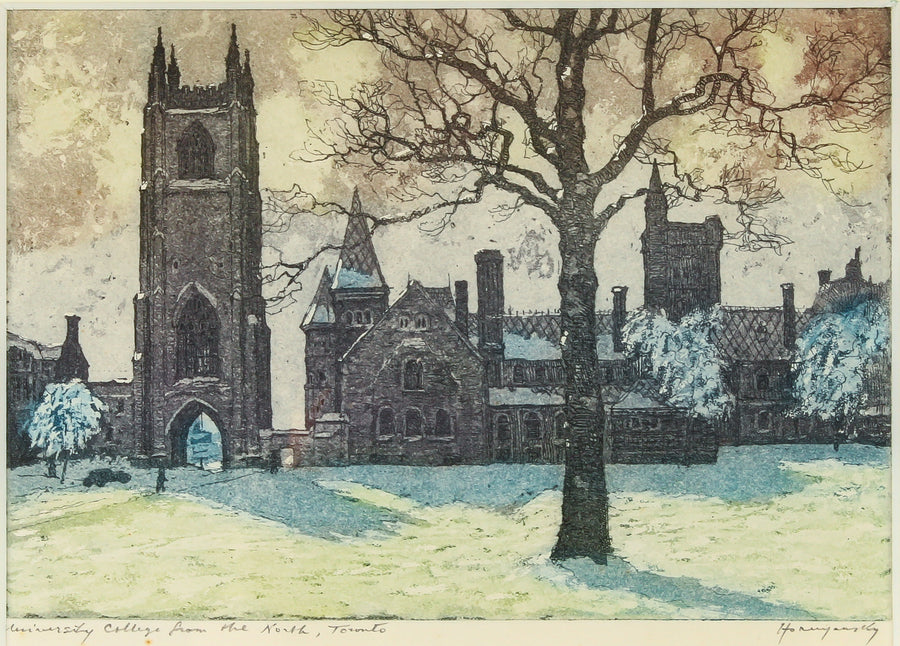Nicholas Hornyansky - "University College From The North, Toronto" - Colour Aquatint on Paper